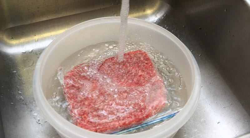 Ground Turkey Thawing In Cold Water