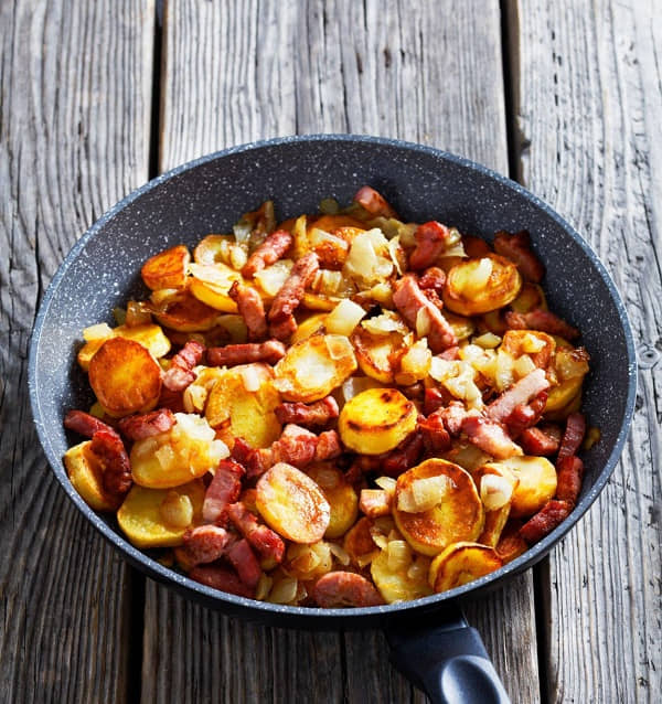 cast iron fries with smoked sausage and onions recipe