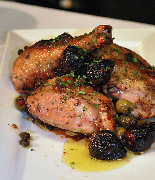 Chicken with capers, olive, figs and herbs