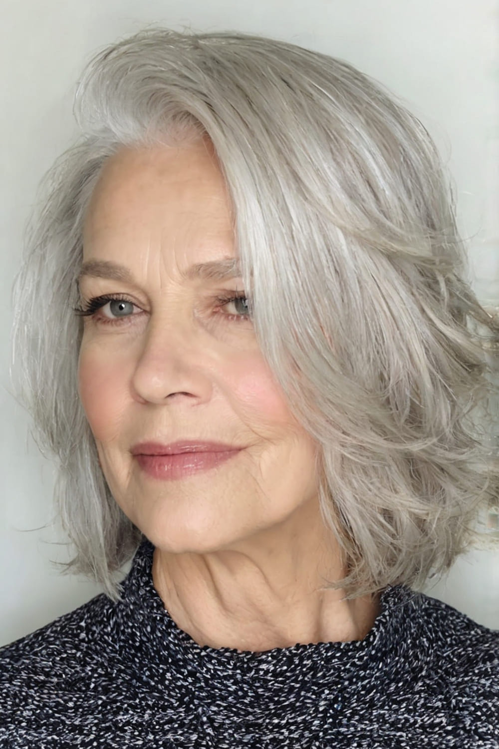 Grey Classic Bob with Deep Side Part