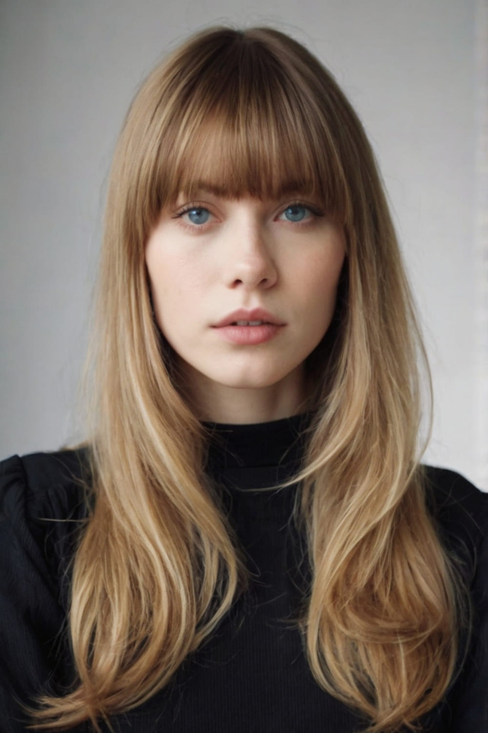 Long Straight Colored Hair with Bangs