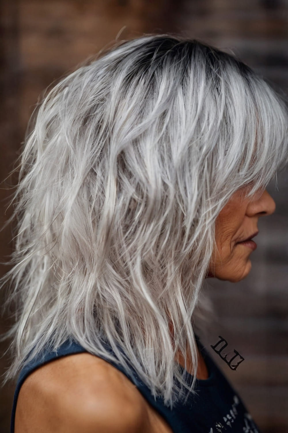 Medium Length Wispy Silver Layers