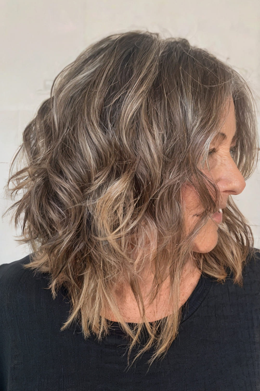 Short Shaggy Haircut with Balayage Highlights