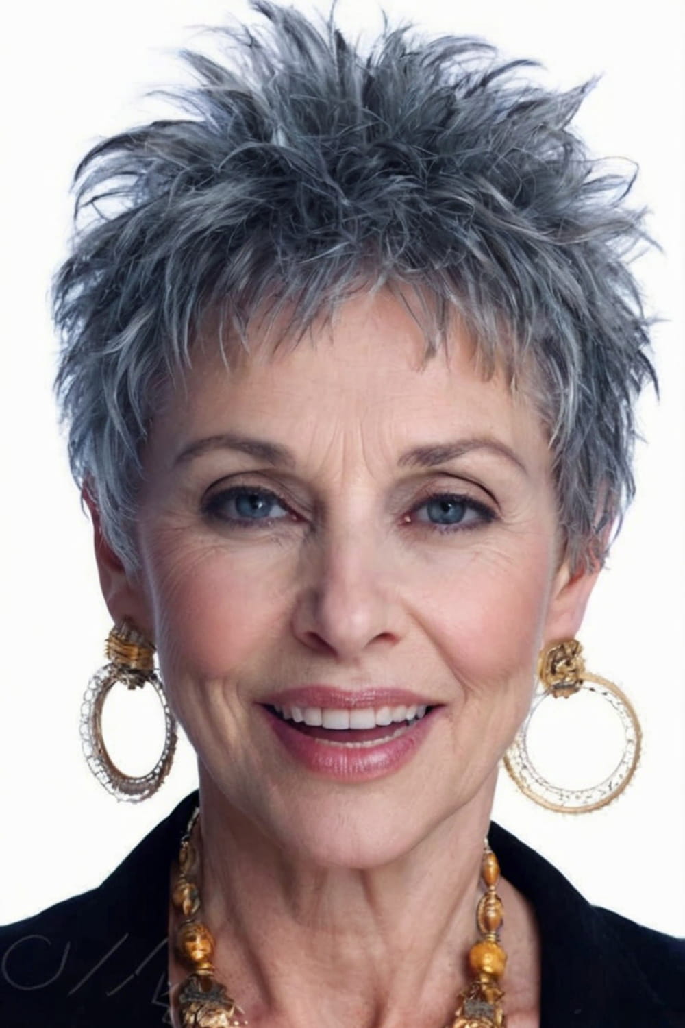 Short Spiky Pixie for Gray Haired Women