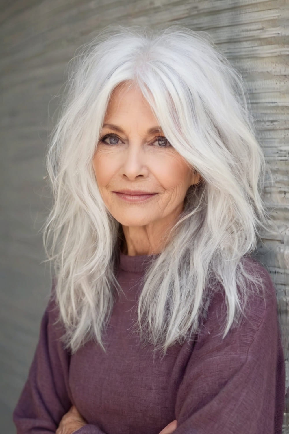 Textured Shag with Gray Ombre Hair Color