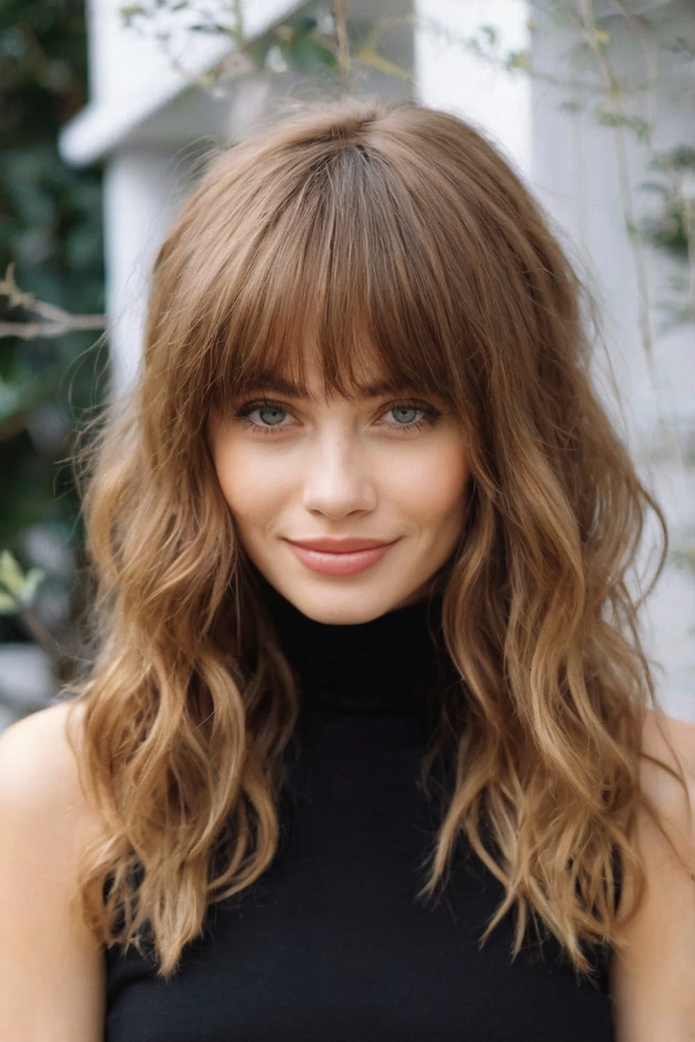 Thin Slightly Wavy Hair with Straight Bangs