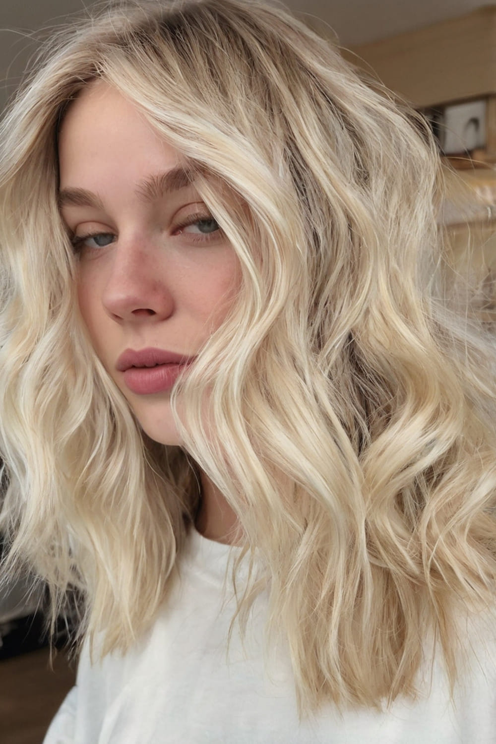 Tousled Shoulder Length Waves