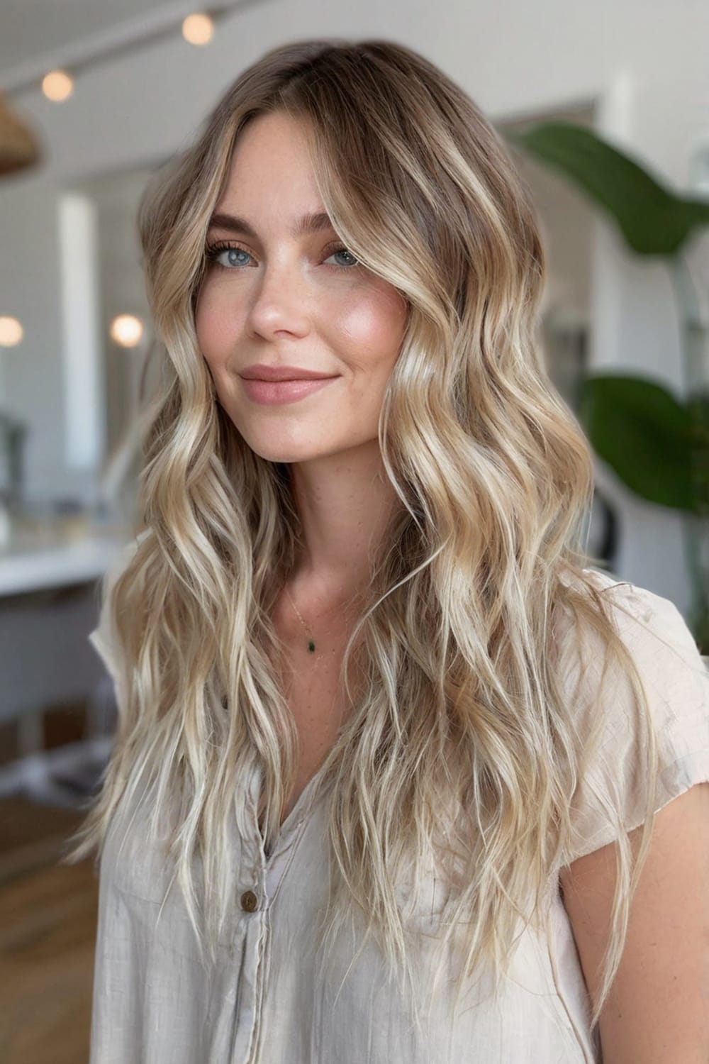 Beachy Waves with Face Framing Layers