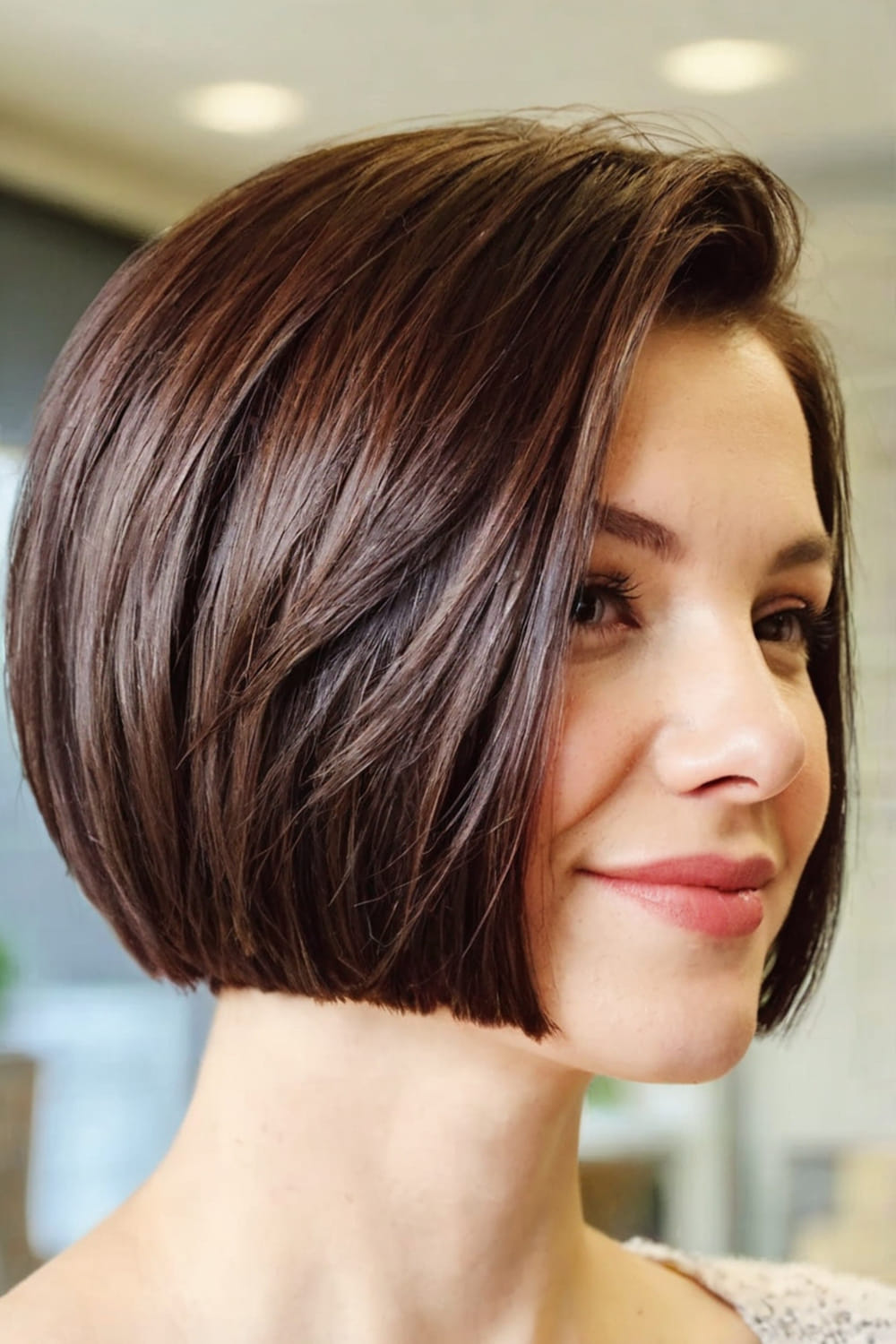 Bouncy Chin Length Round Bob with Full Bangs