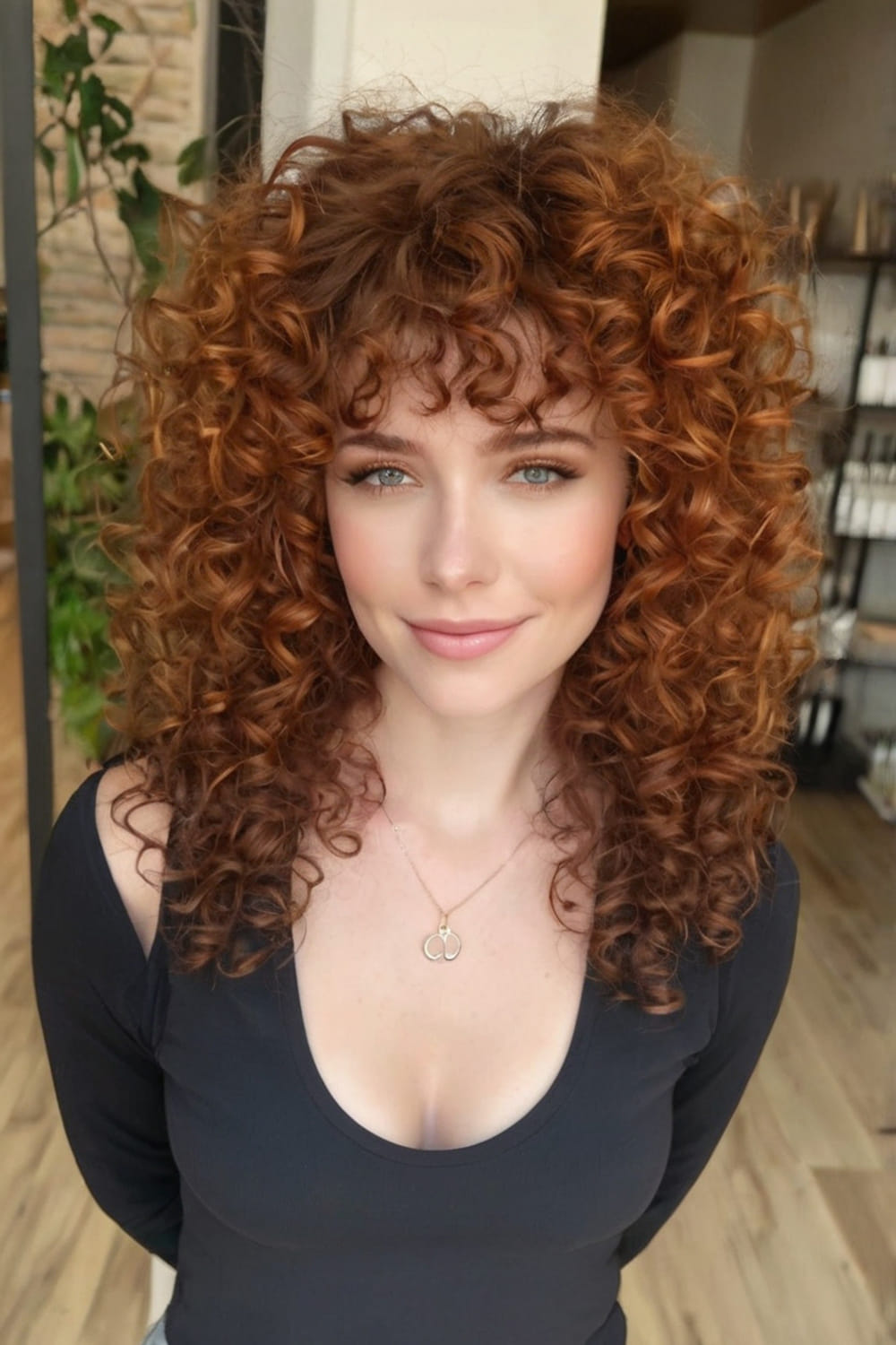 Copper Ringlets with Curly Bangs