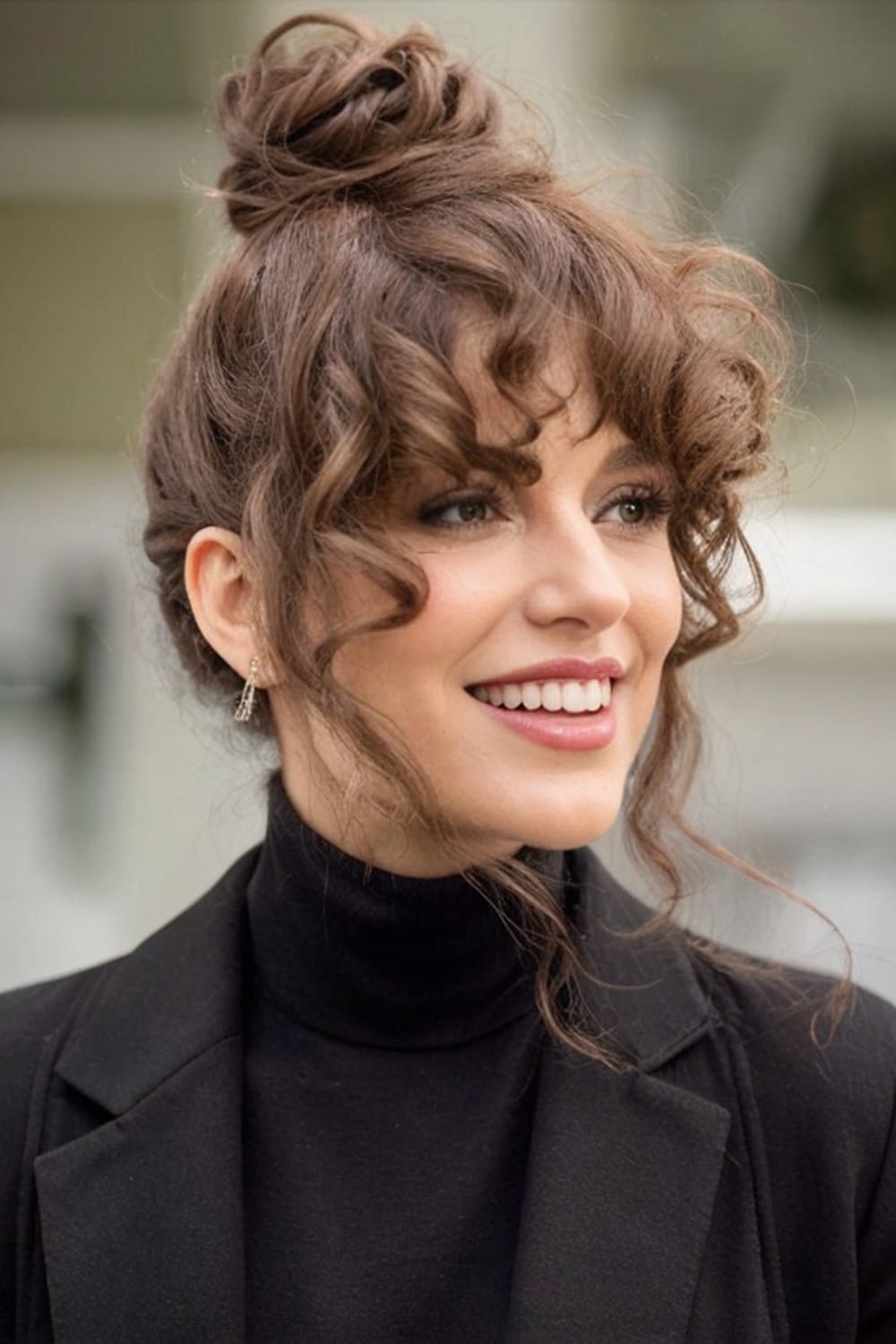 Curly Updo with Bangs