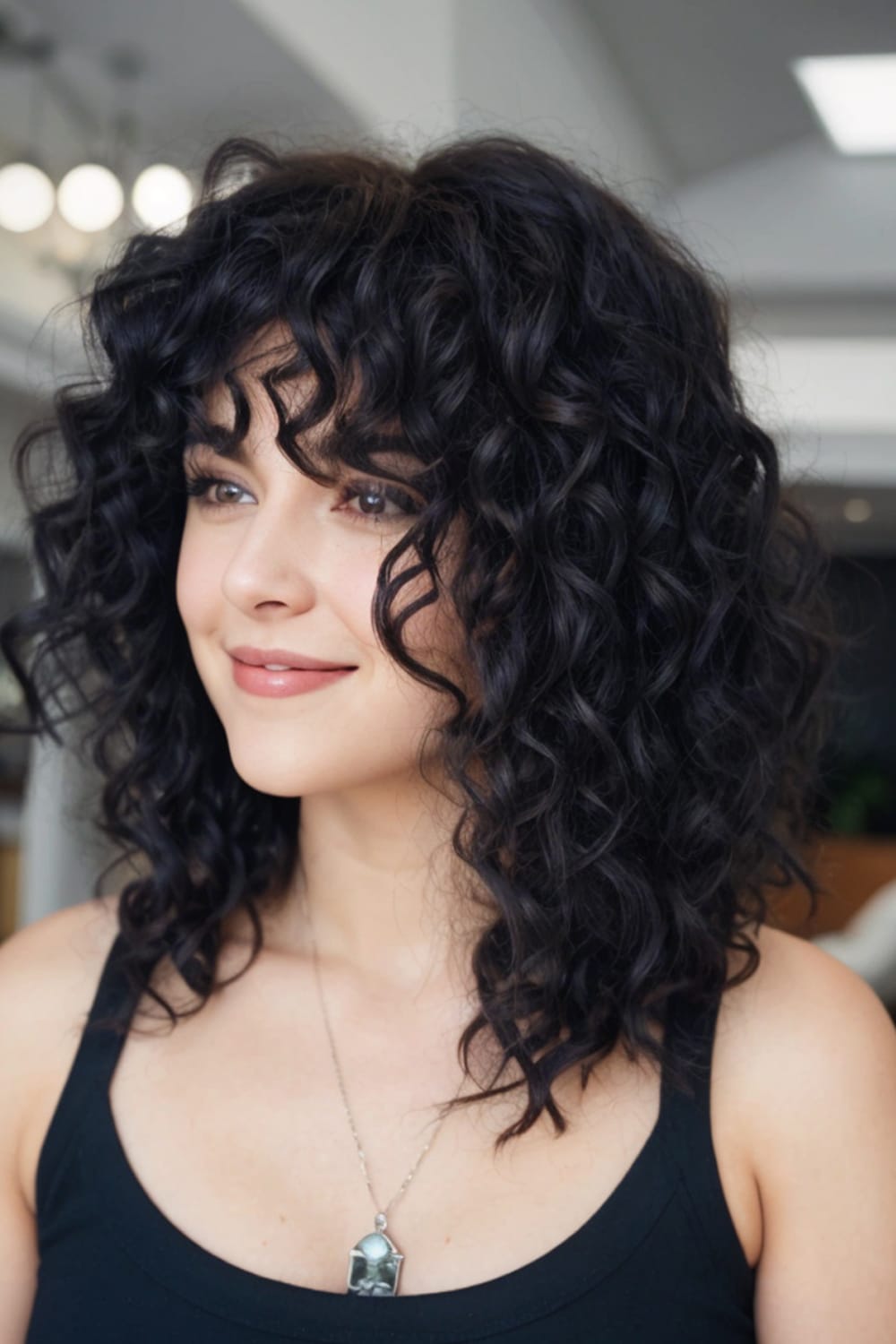 Curly Wolf Cut with Curly Bangs