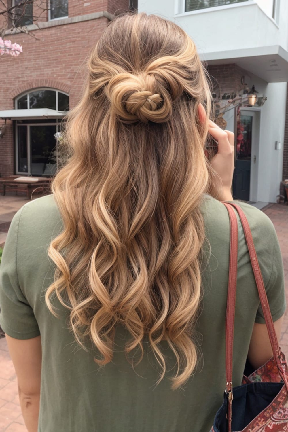 Half Up Half Down Curly Bun