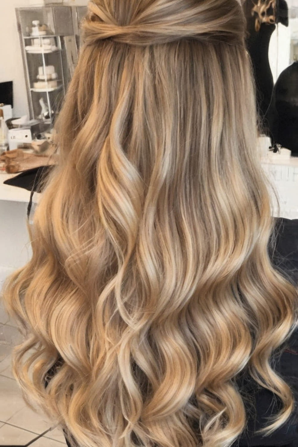 Half Up Half Down Style with Waves