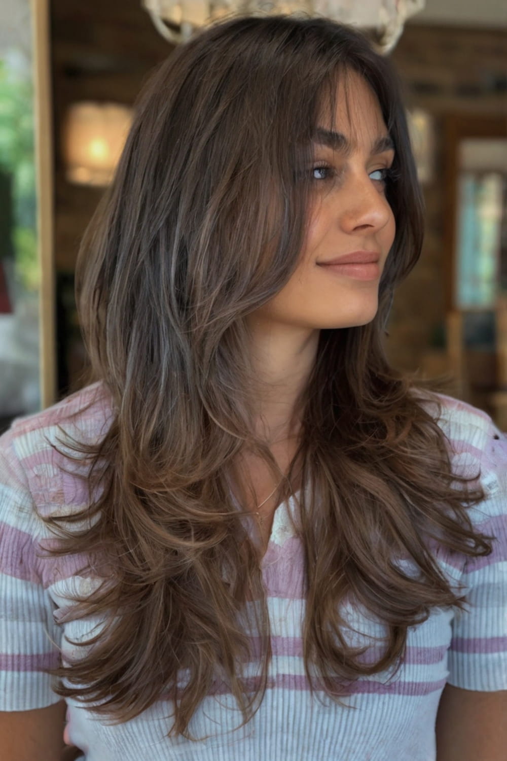 Long Choppy Hair with Feathered Layers