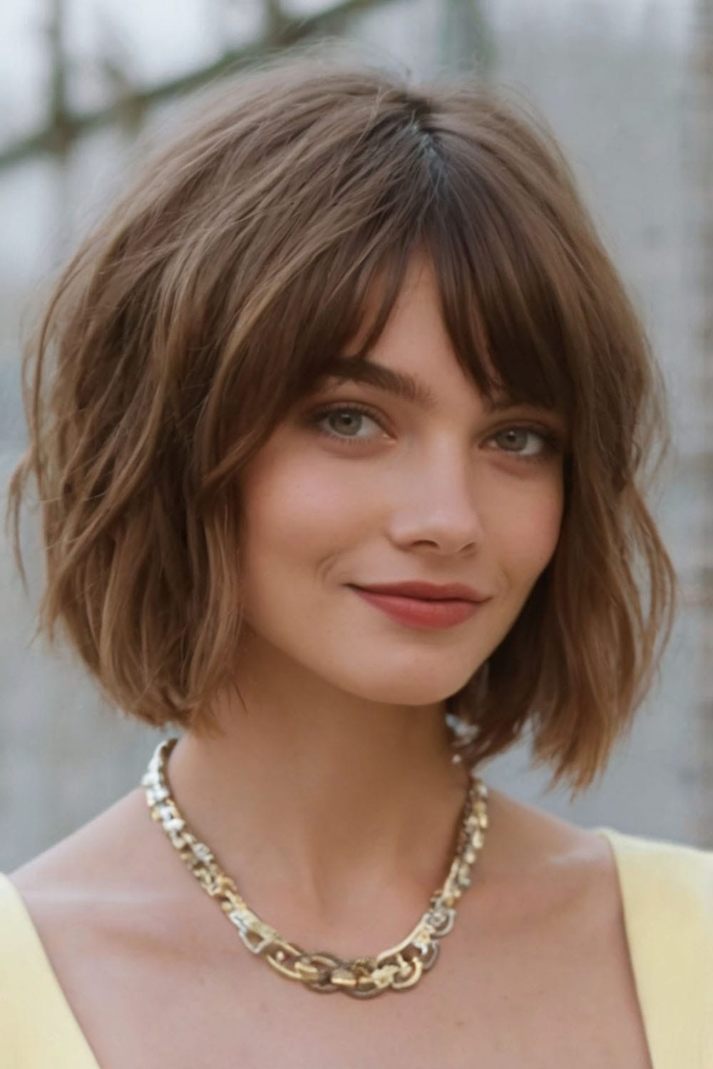 Modern Bob with Middle Part Bangs