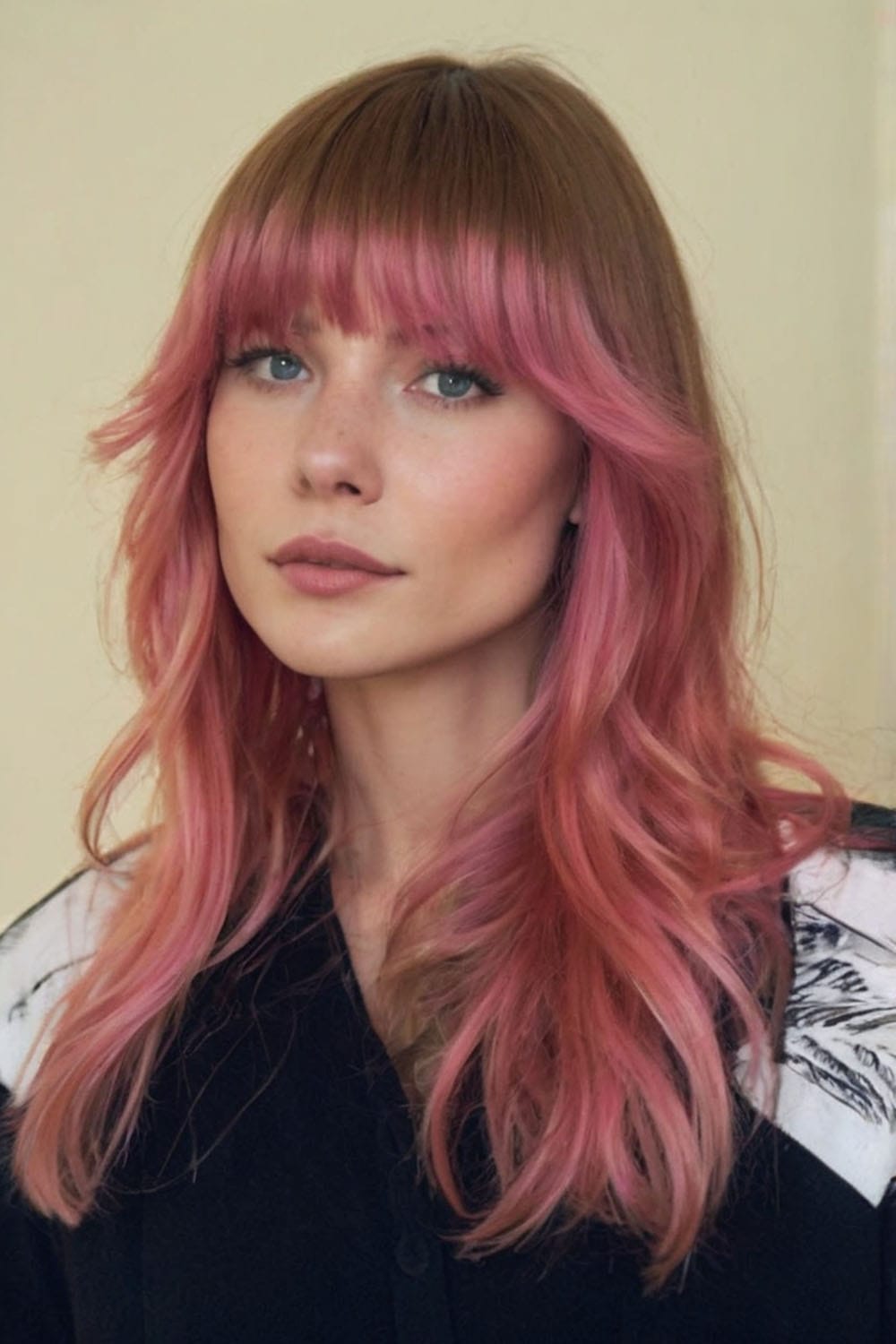 Pink Lob with Full Fringe