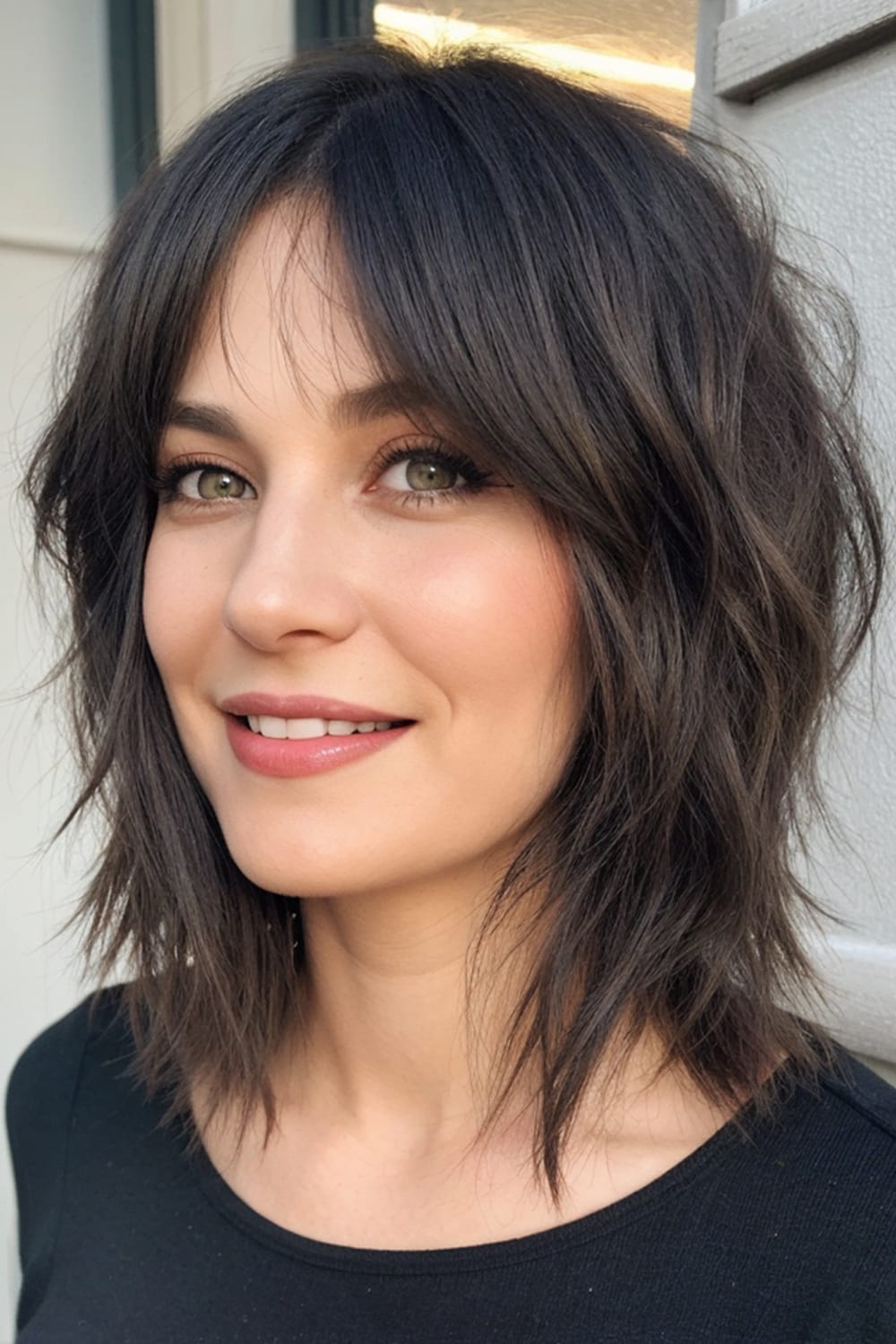 Short Shaggy Wolf Cut with Curtain Bangs