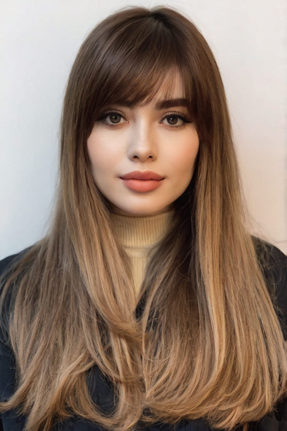 Sleek Long Hair with Bangs