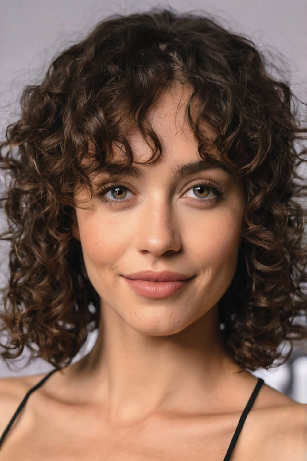 Soft Curly Hair with Bangs