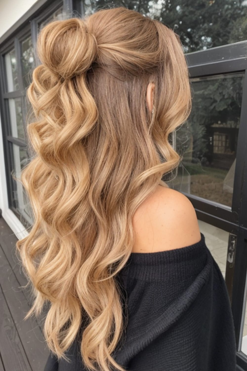 Voluminous Curly Half Up Style copy