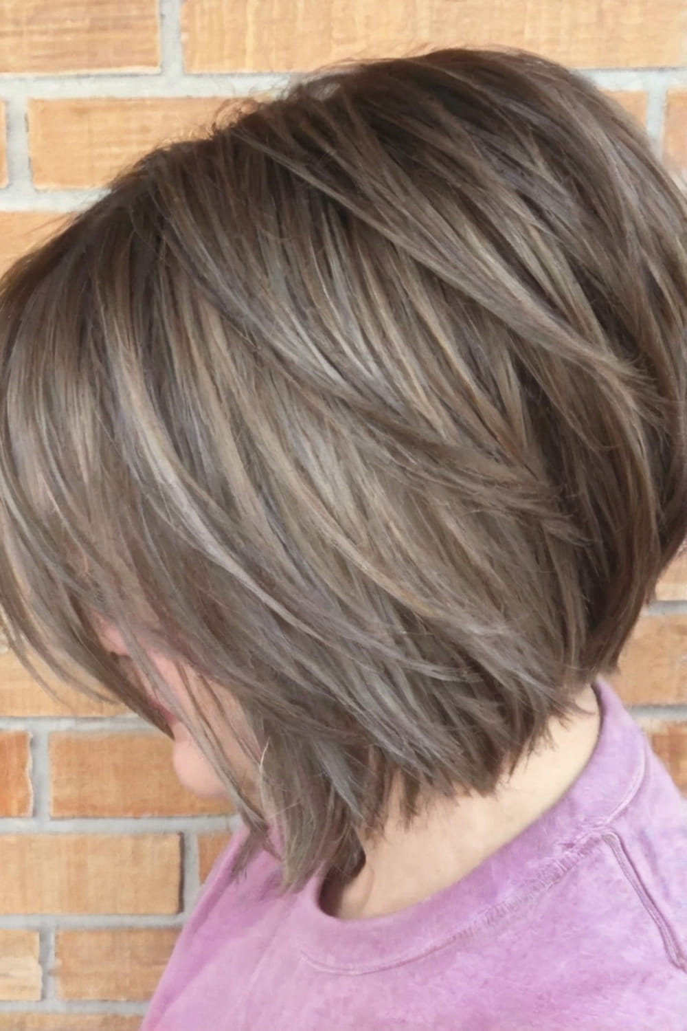 Ash Brown Bob with Wispy Layers