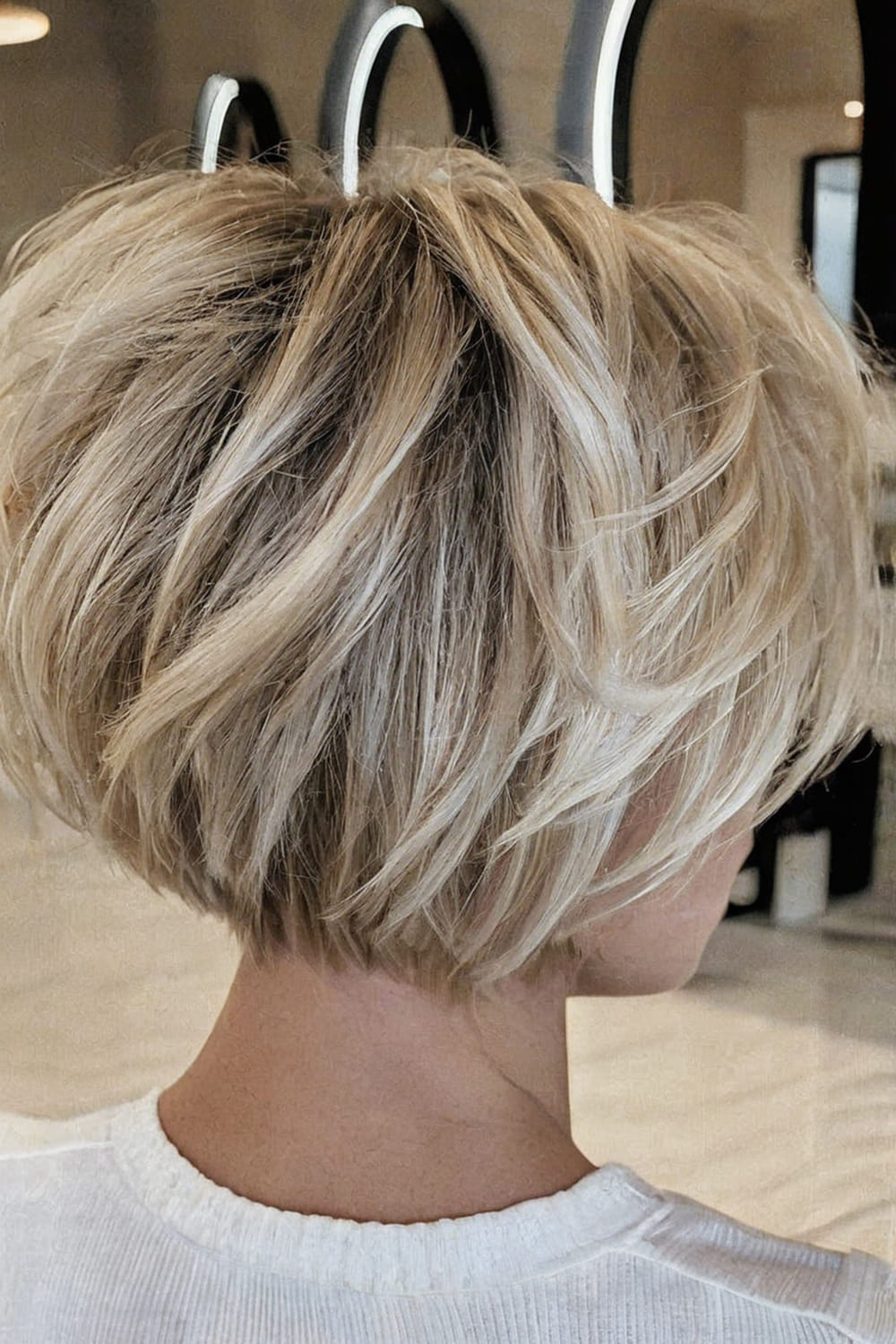 Blonde Thick Bob with Piece y Layers