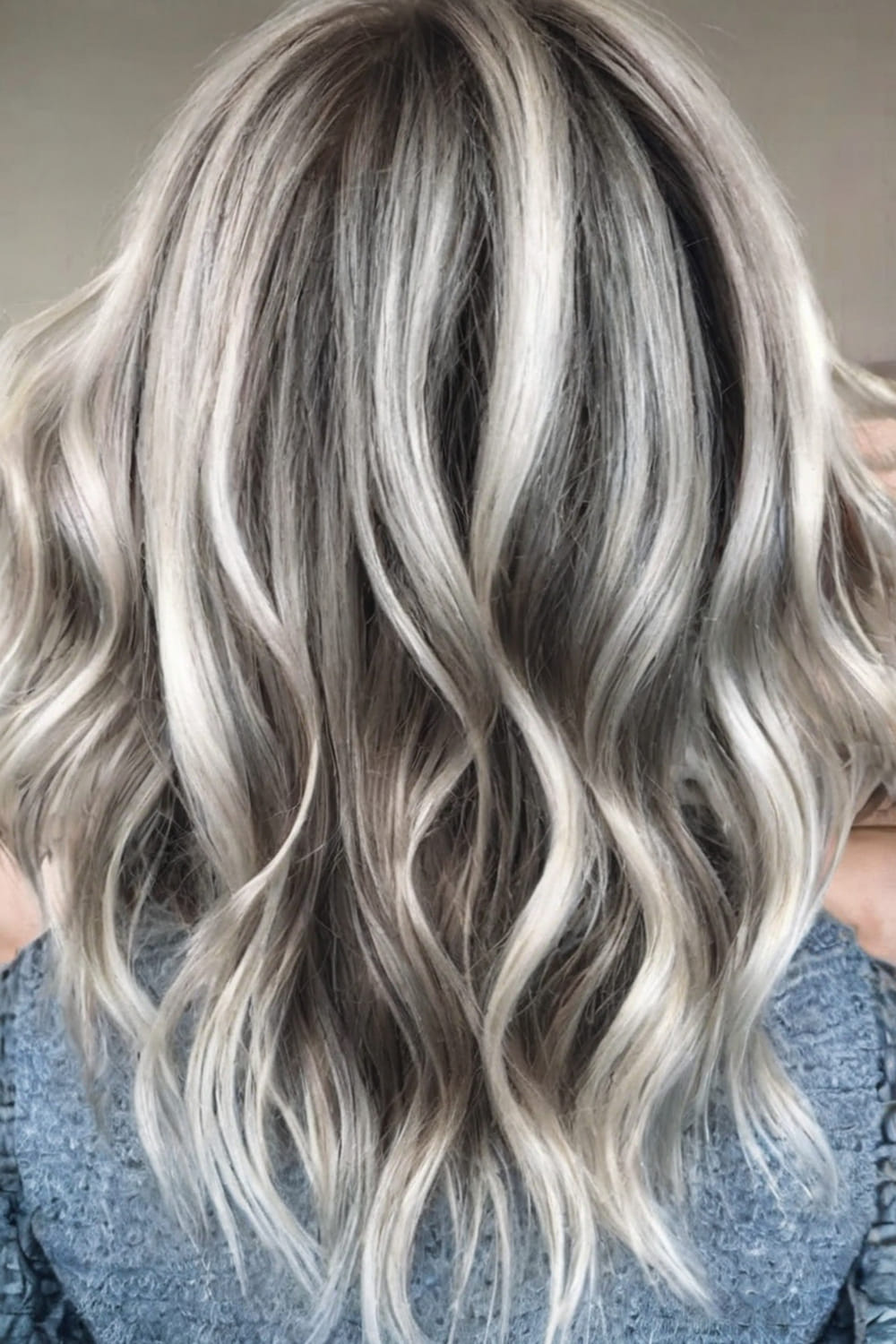 Icy Blonde with Charcoal Gray Lowlights