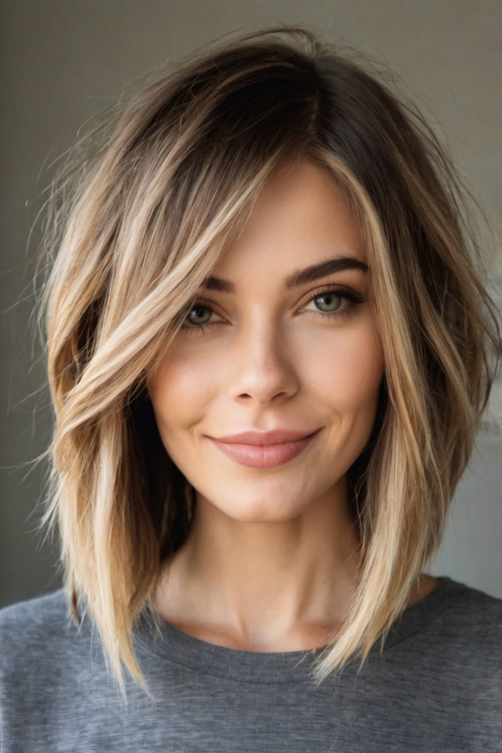 Long Bob with Soft Caramel Lowlights