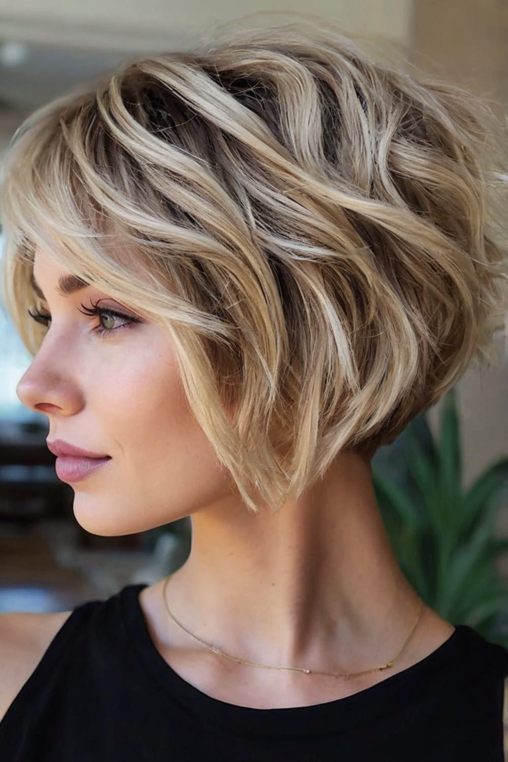 Long Pixie Bob with Blonde Balayage