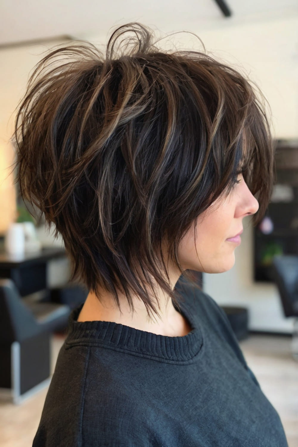 Messy Dark Brown Pixie Bob