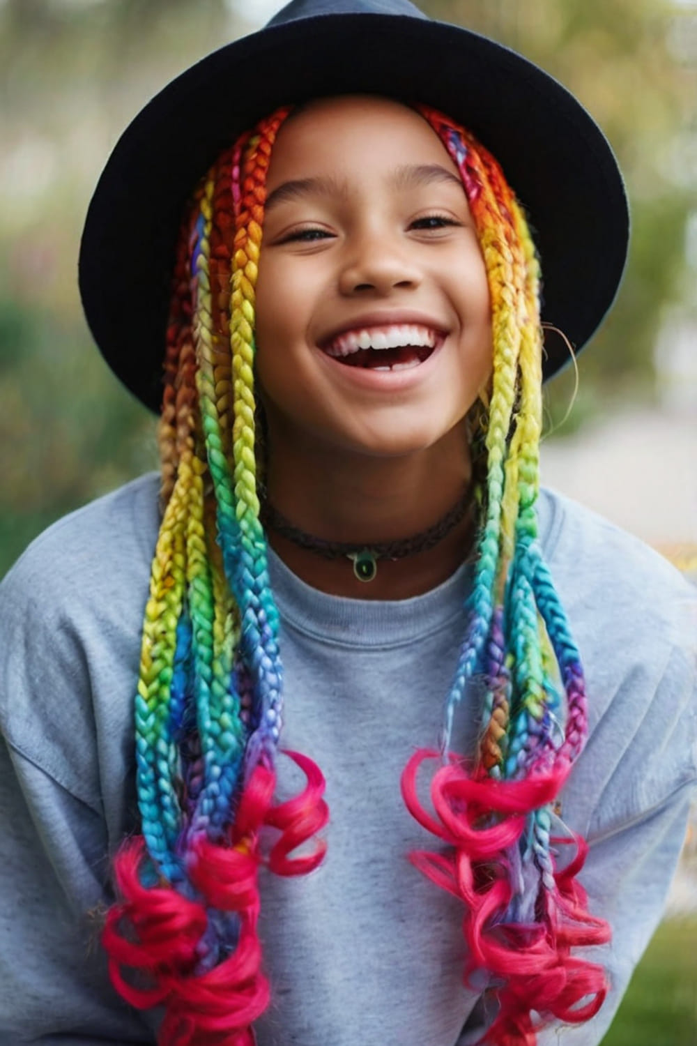 Rainbow Box Braids