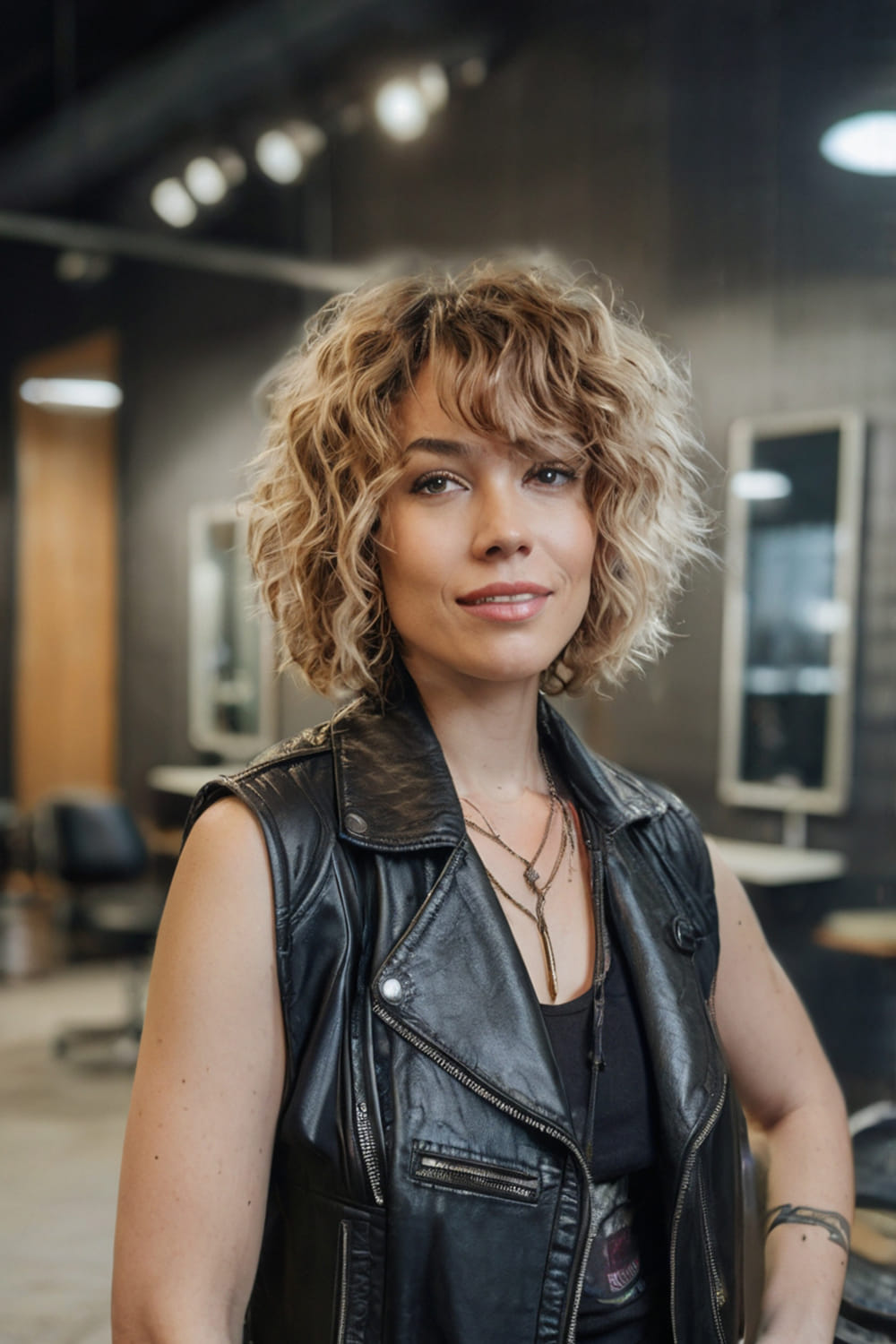 Rocker Chic Layered Curly Bob