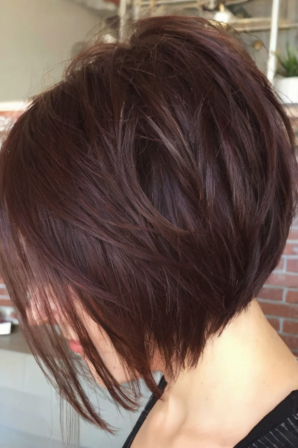 Short Brunette Bob with Mahogany Tones