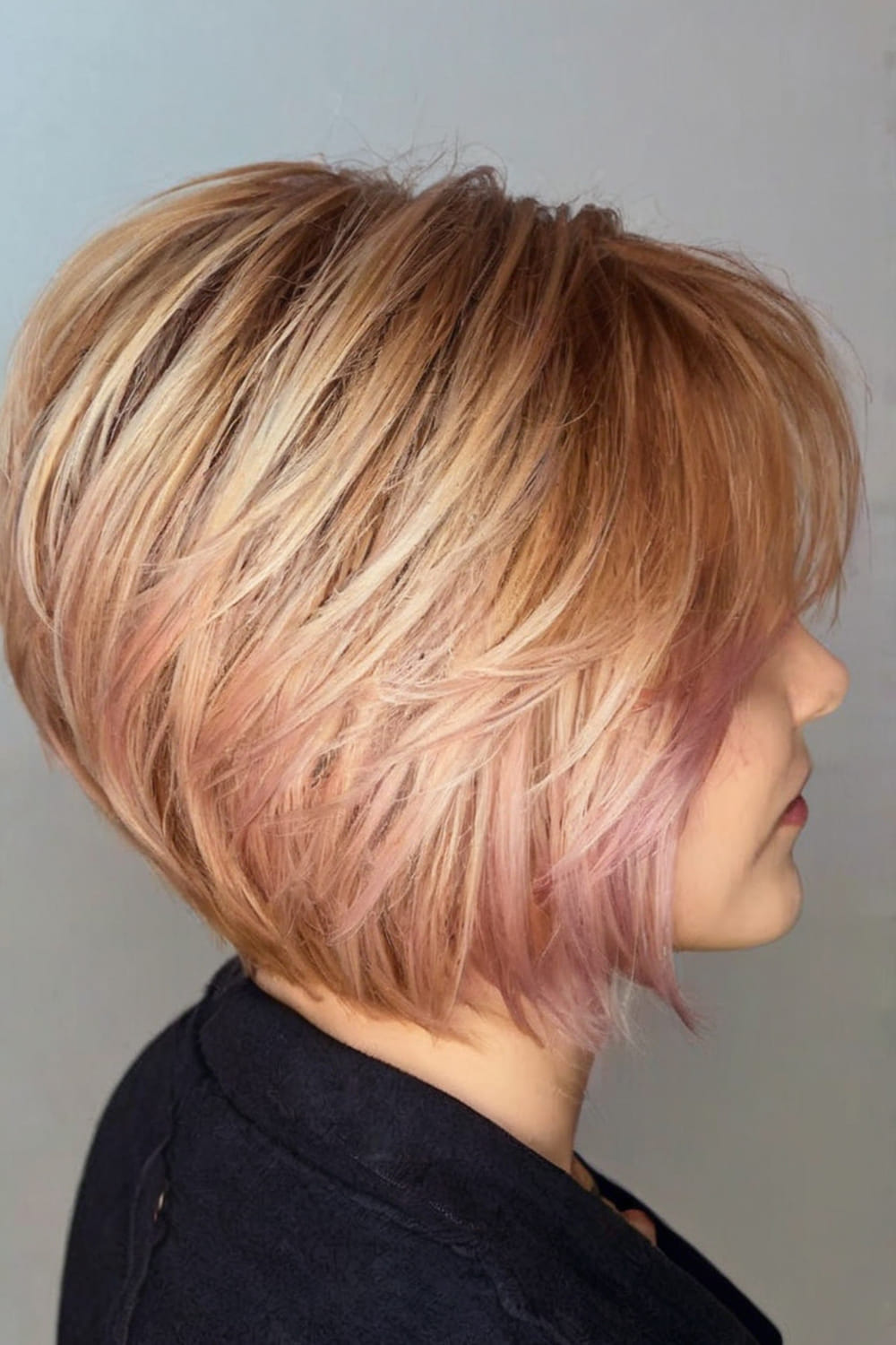 Stacked Peach Bob with Thin Layers