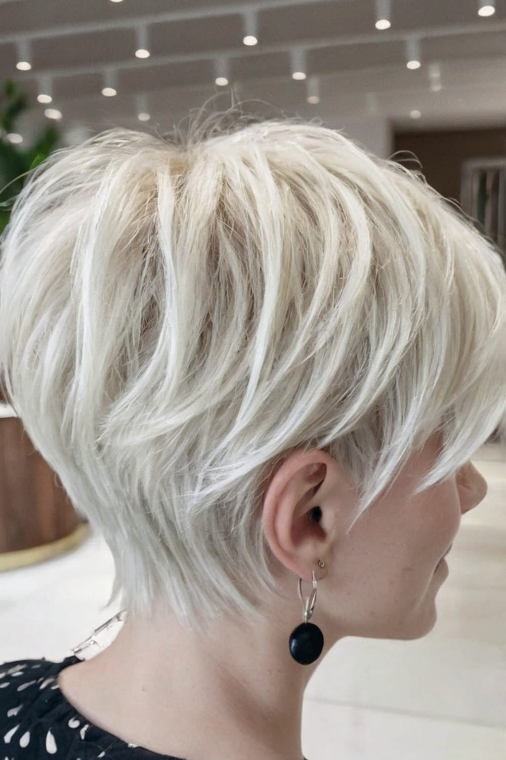 White Blonde Layered Pixie Bob