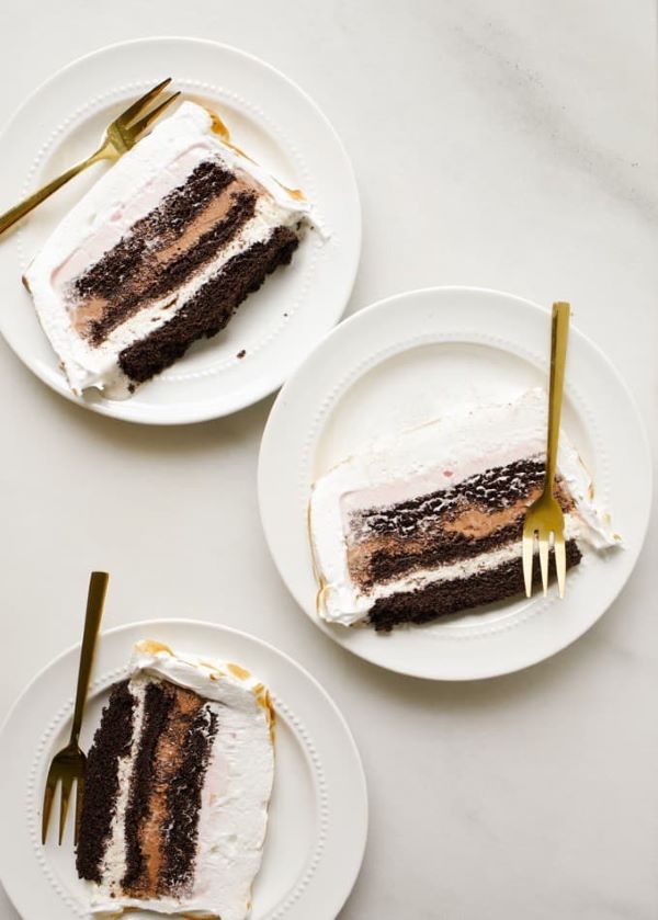 Baked Alaska with Chocolate Cake and Chocolate Ice Cream