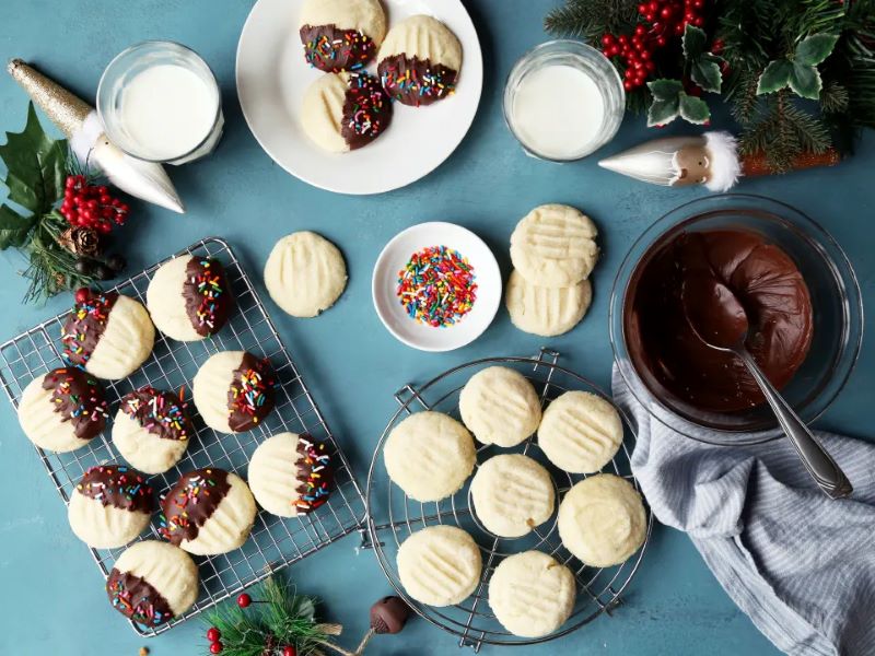 Chocolate Dipped Shortbread Cookies