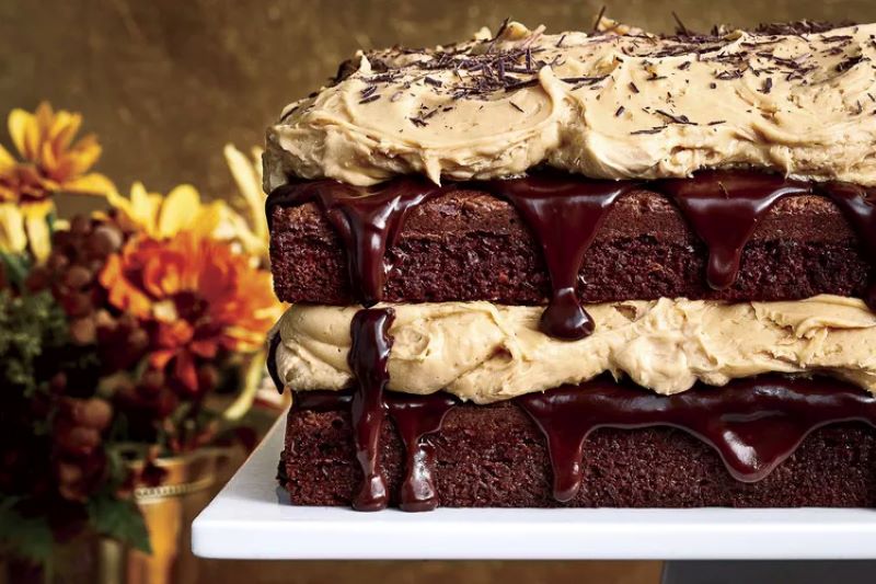 Chocolate Fudge Layer Cake with Caramel Buttercream