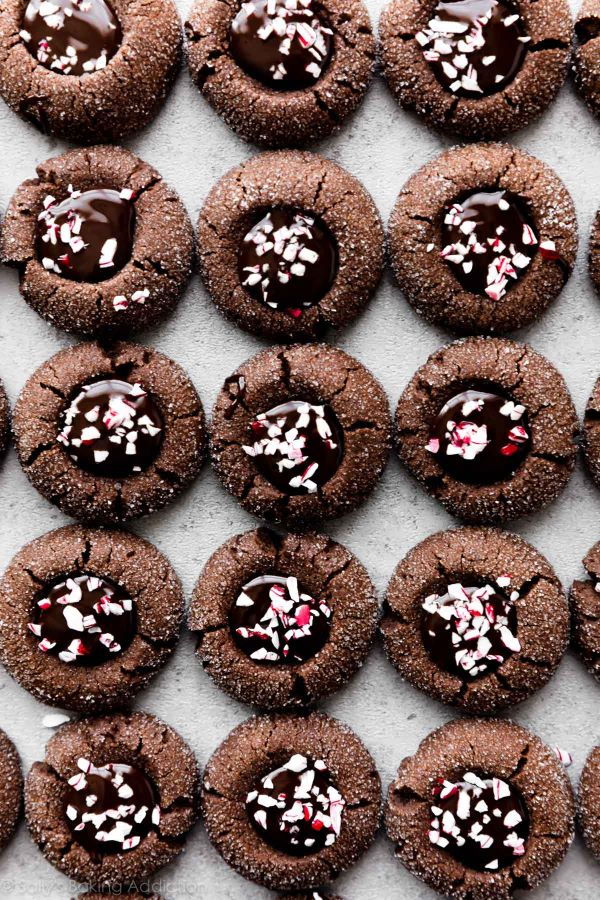 Chocolate Mint Thumbprint Cookies