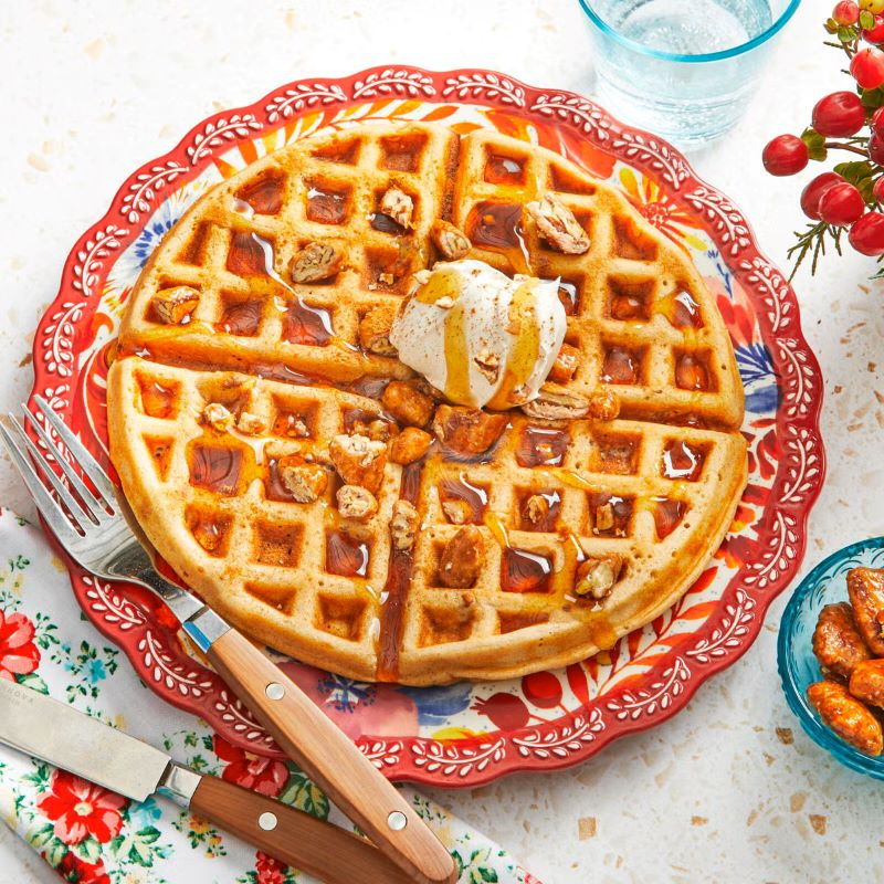 Cinnamon Pecan Yeasted Waffles