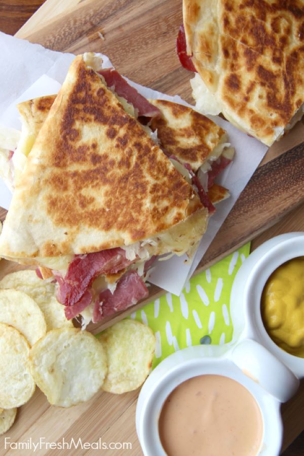 Corned Beef & Cabbage Cheese Quesadillas