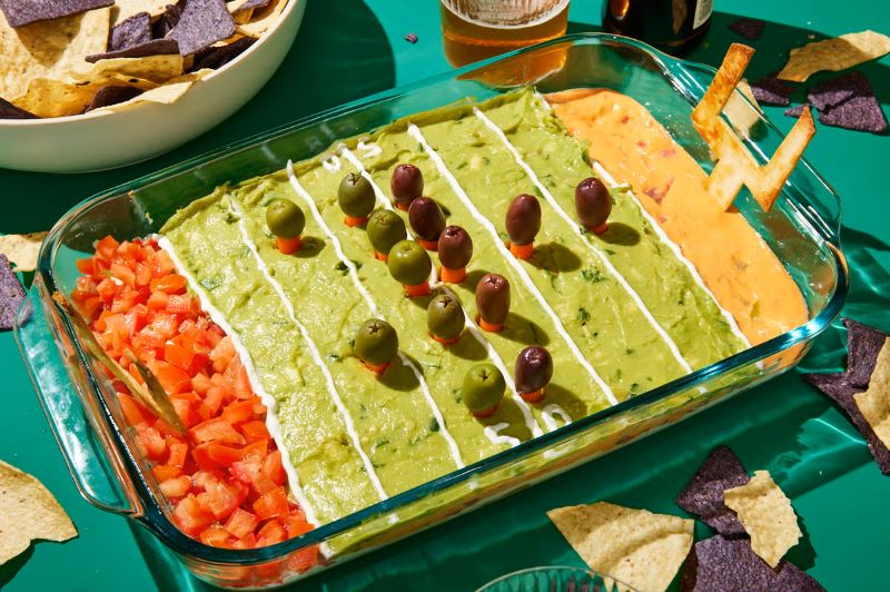 Football Field Dip (layered dip shaped like a football field)