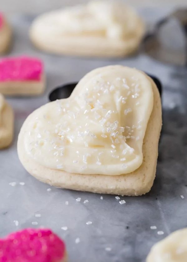 Heart Cookies with Cream Cheese Frosting