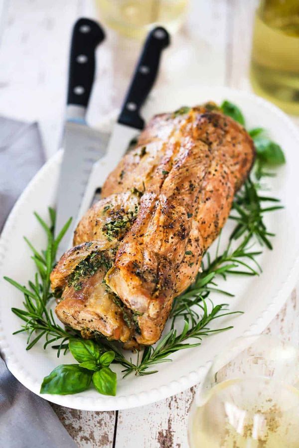 Lemon Herb Stuffed Pork Loin