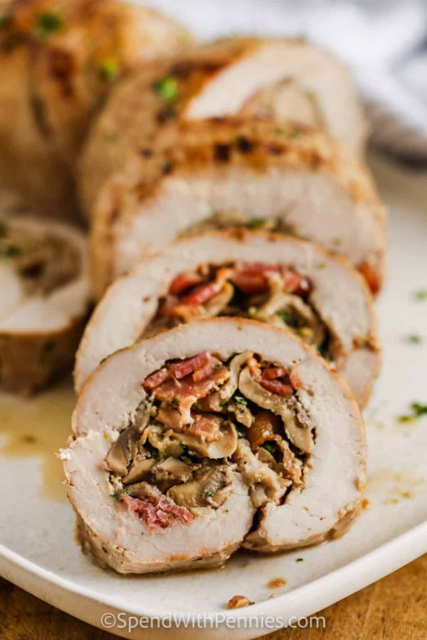 Mushroom and Bacon Stuffed Pork Loin