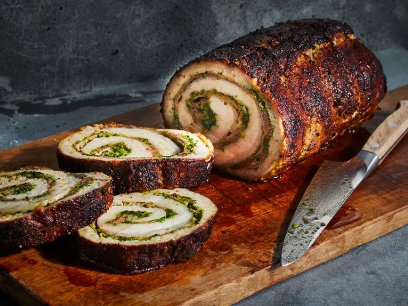 Pesto Chicken Stuffed Pork Loin