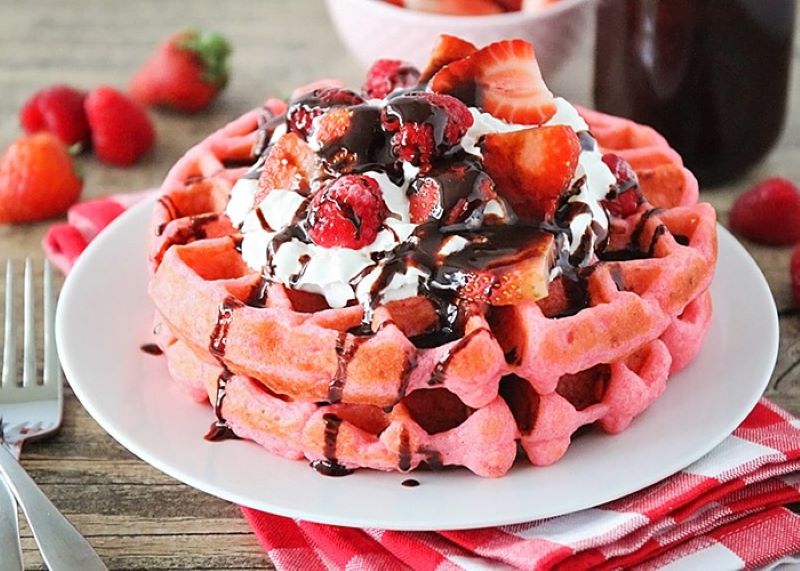 Pink Velvet Waffles