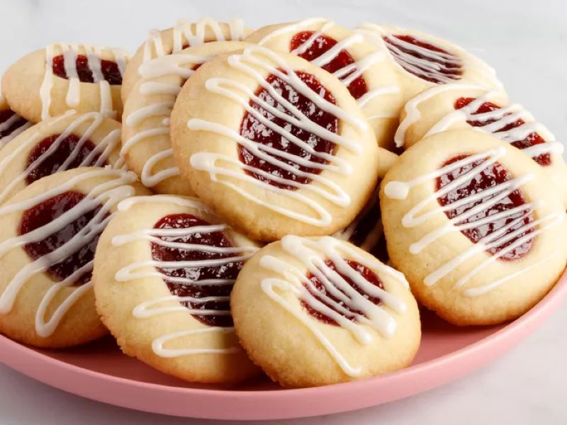 Raspberry Almond Thumbprint Cookies