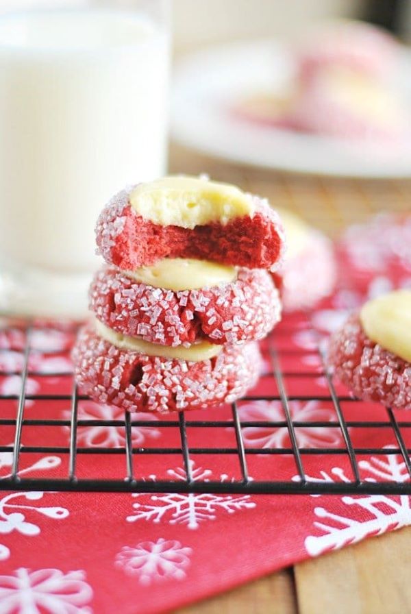 Red Velvet Thumbprint Cookies